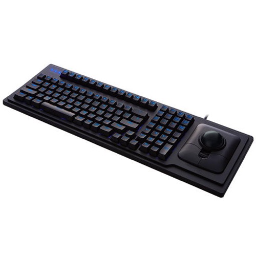 GeBE Picture Beleuchtete PC Tastatur mit großem Trackball, ideal fürs Homeoffice (KTQ-105-TB50)